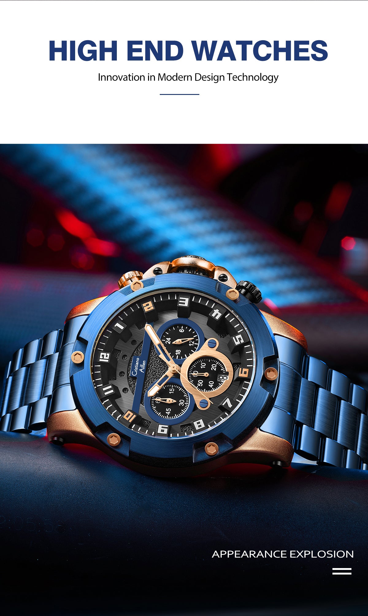 Multifunction Luxury Business Chrono Date Watch For Men - 9838