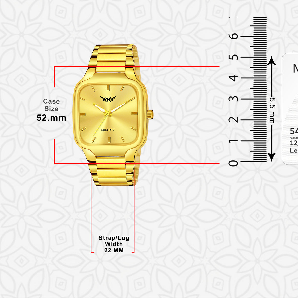 Premium Quality Square Stainless Steel Watch For Men - 8186