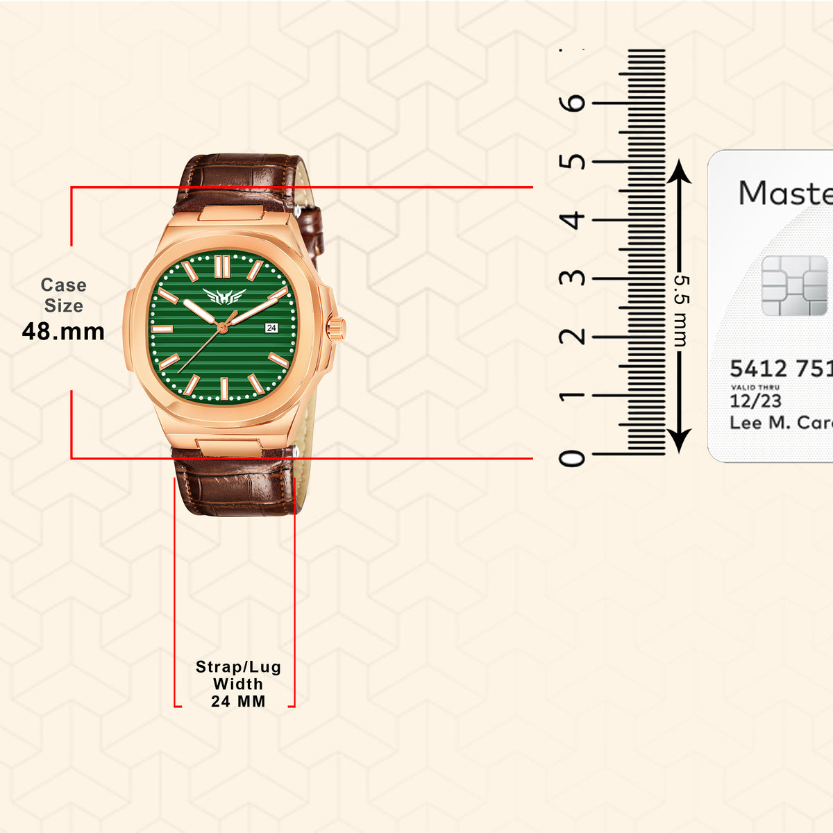 Analog Genuine Leather With Date Watch For Men - 3100