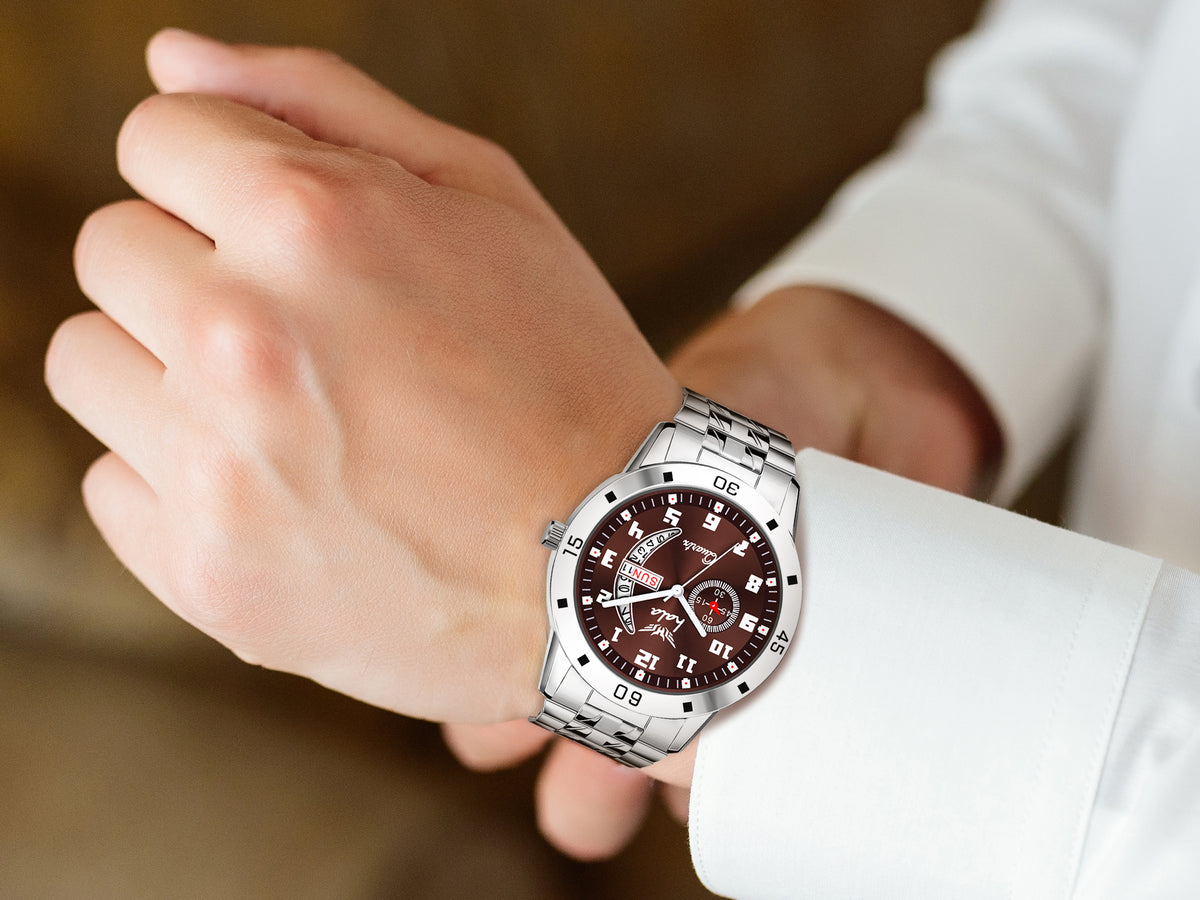 Analog Day & Date Function Stainless Steel For Men - 8188