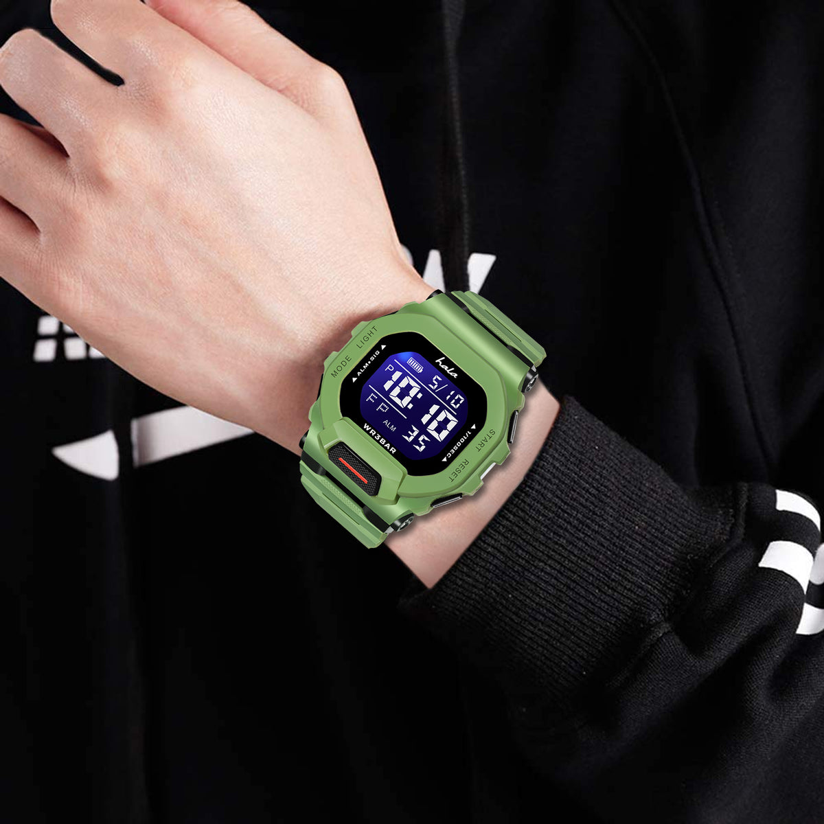 Premium Multi Function Hybrid Square Dial Watch - 1035
