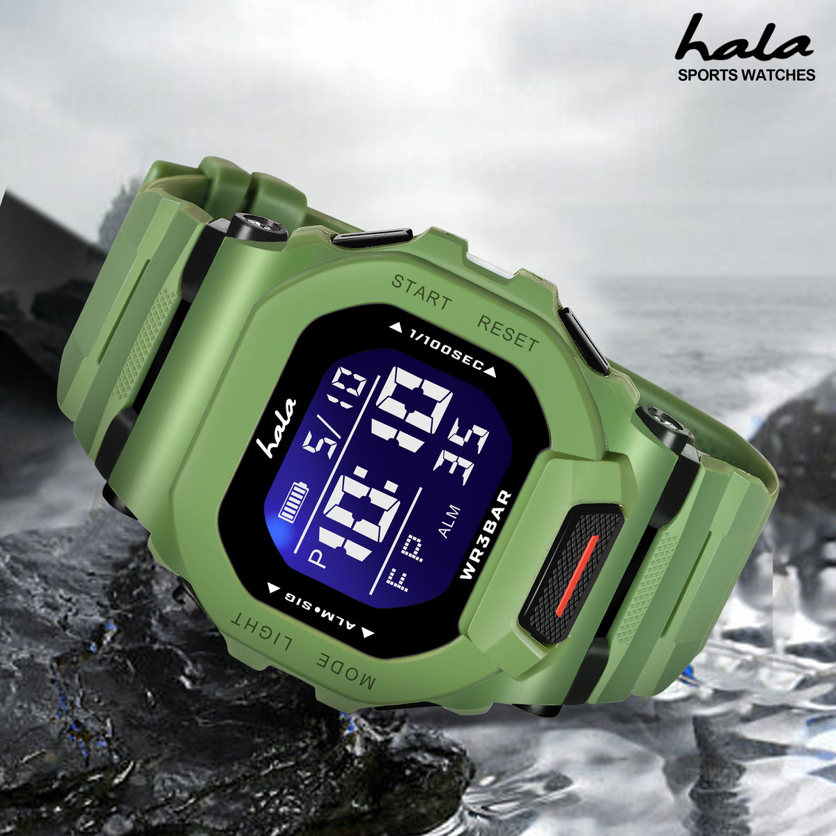 Premium Multi Function Hybrid Square Dial Watch - 1035