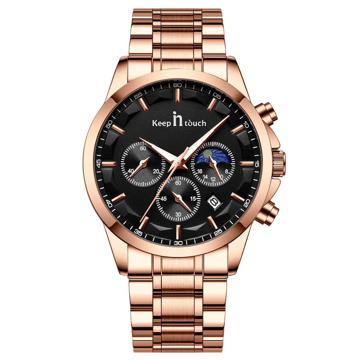 Keep In Touch Royale Men's Moonphase KnT-1026 Multifunction Stainless Steel Watch
