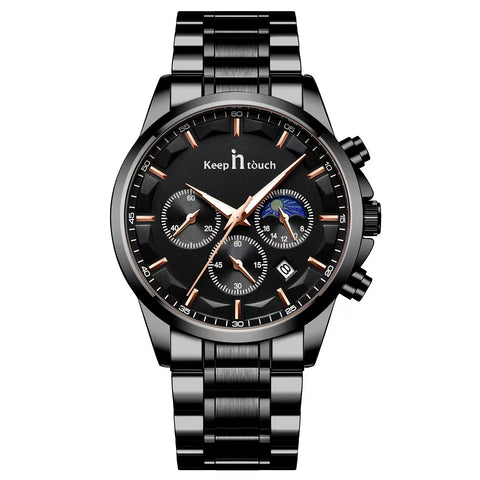 Keep In Touch Royale Men's Moonphase KnT-1026 Multifunction Stainless Steel Watch