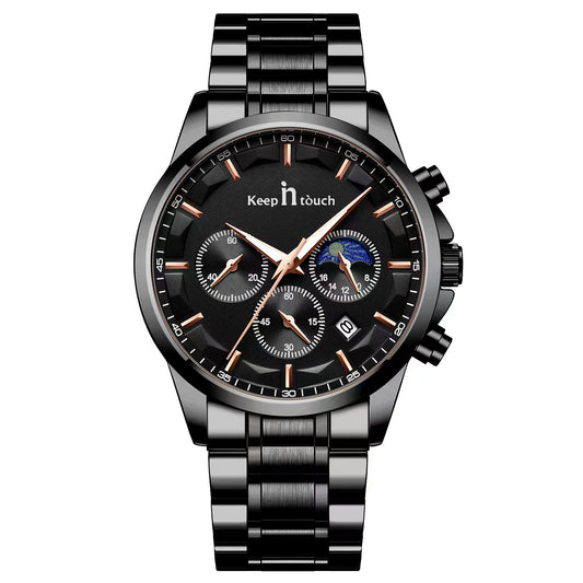 Keep In Touch Royale Men's Moonphase KnT-1026 Multifunction Stainless Steel Watch