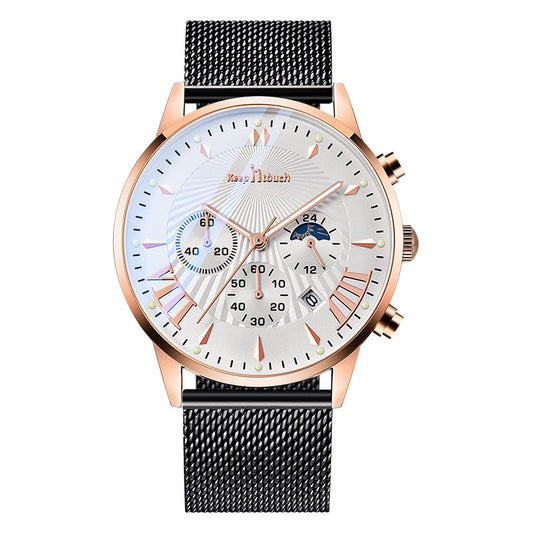Keep In Touch Premium Analog KnT-1021 Quartz Watch for Men with Mesh Stainless Steel