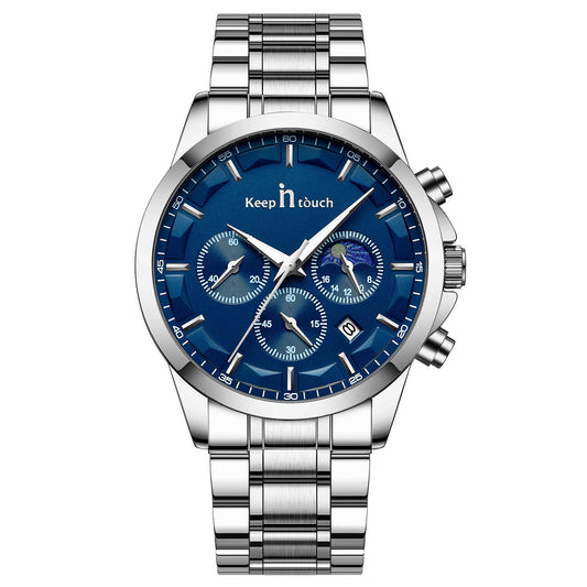 Keep In Touch Royale Men's Moonphase KnT-1026 Multifunction Stainless Steel Watch