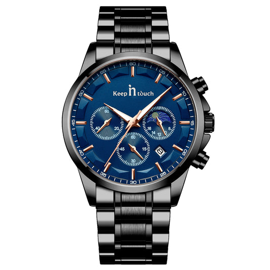 Keep In Touch Royale Men's Moonphase KnT-1026 Multifunction Stainless Steel Watch