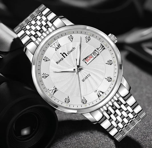 KnT-6617 Silver Black Chronograph Watch