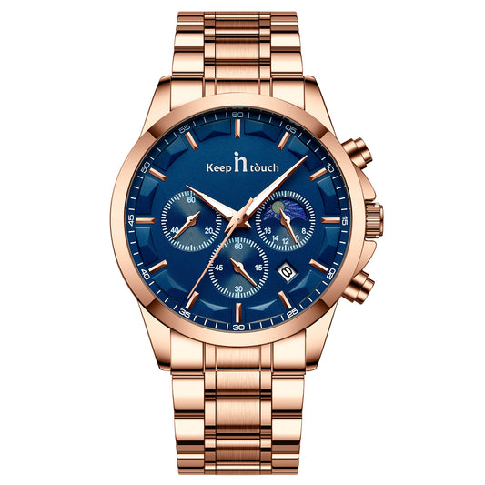 Keep In Touch Royale Men's Moonphase KnT-1026 Multifunction Stainless Steel Watch
