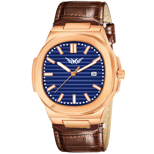 Analog Genuine Leather With Date Watch For Men - 3100