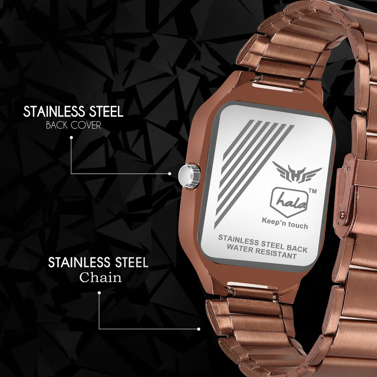 Premium Quality Square Stainless Steel Watch For Men - 8186