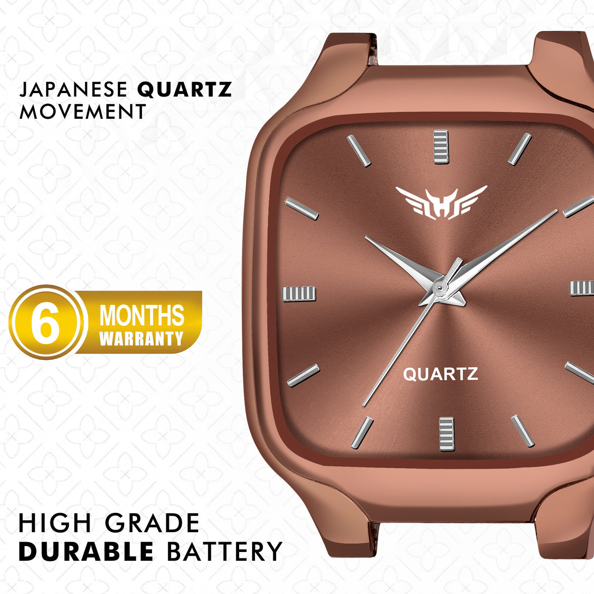 Premium Quality Square Stainless Steel Watch For Men - 8186
