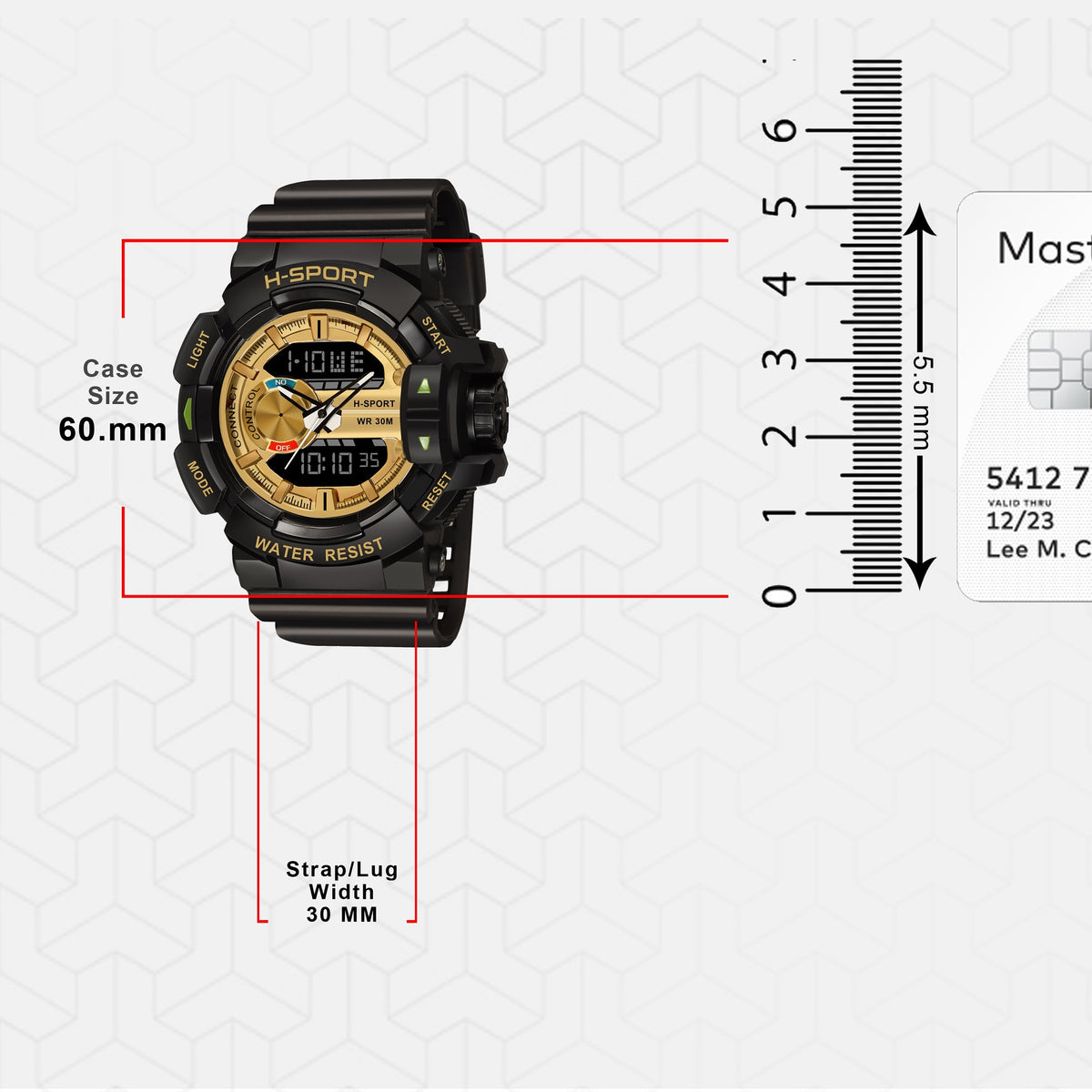Digital Analog Men Sports Watch Waterproof Watch - 9010