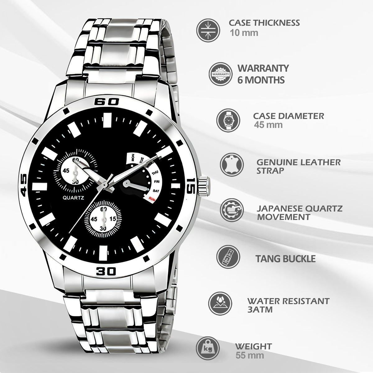 Premium Stainless Steel Analog Watch Men - 8185