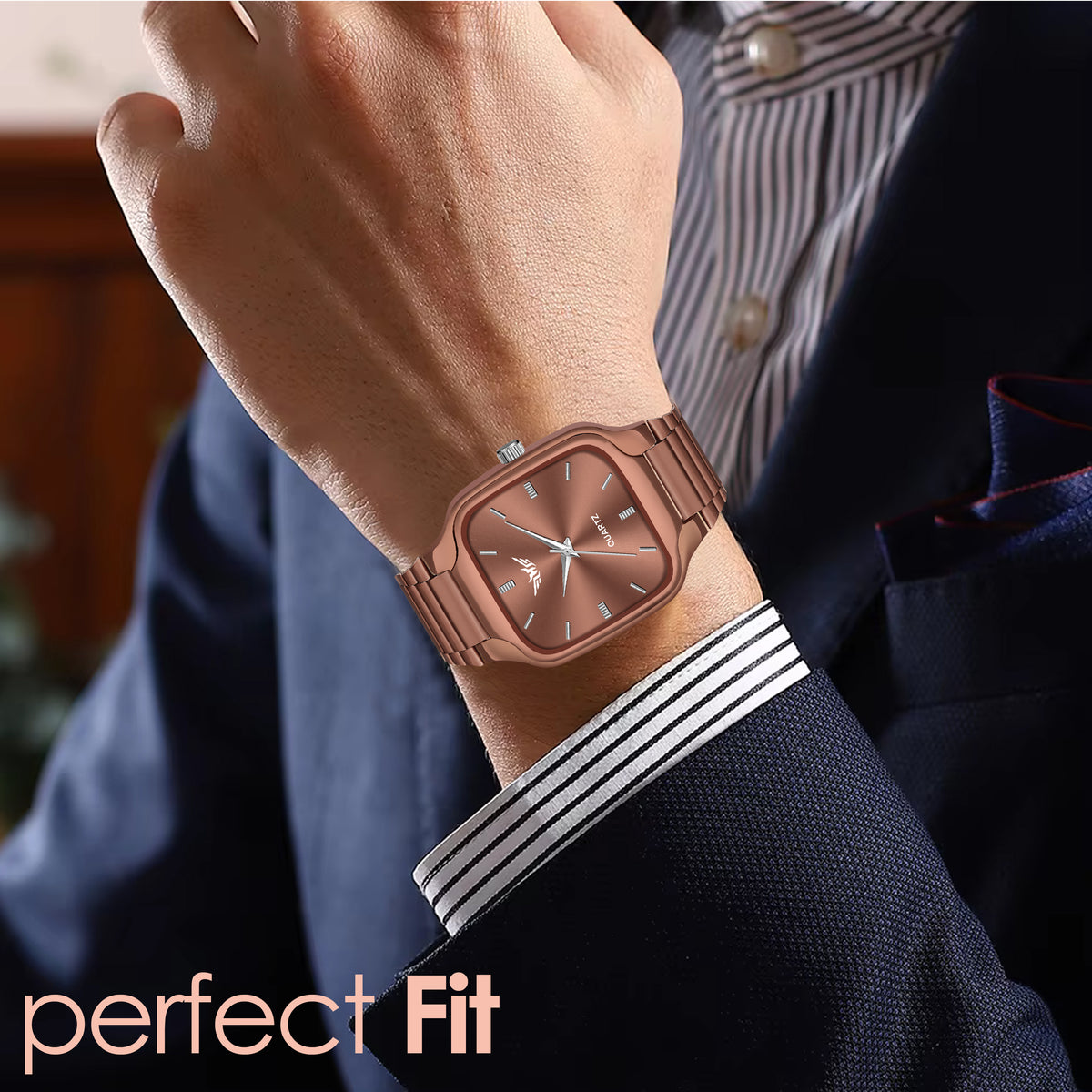 Premium Quality Square Stainless Steel Watch For Men - 8186