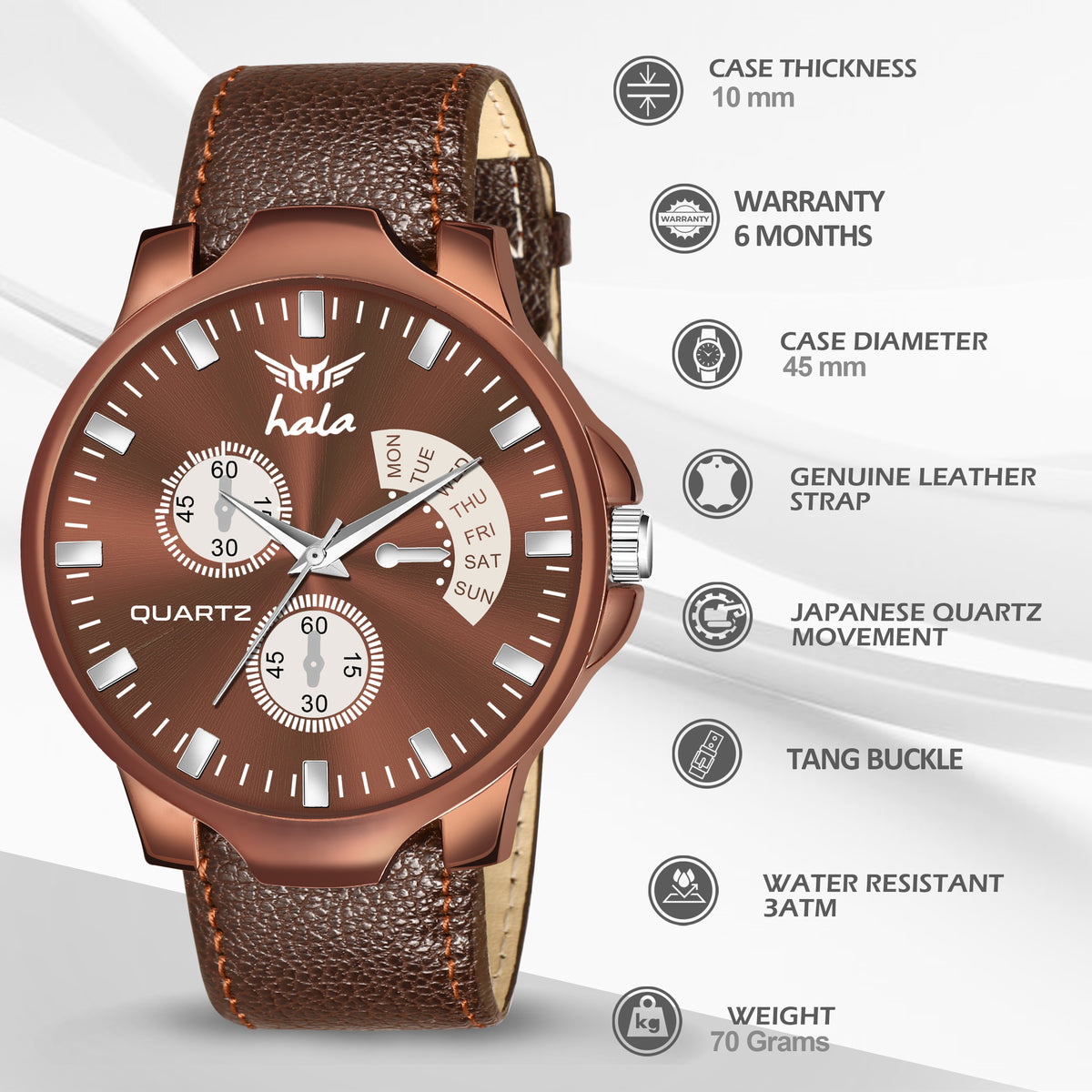 Elite Gents With Self Adjustable chronograph Watch - 1041