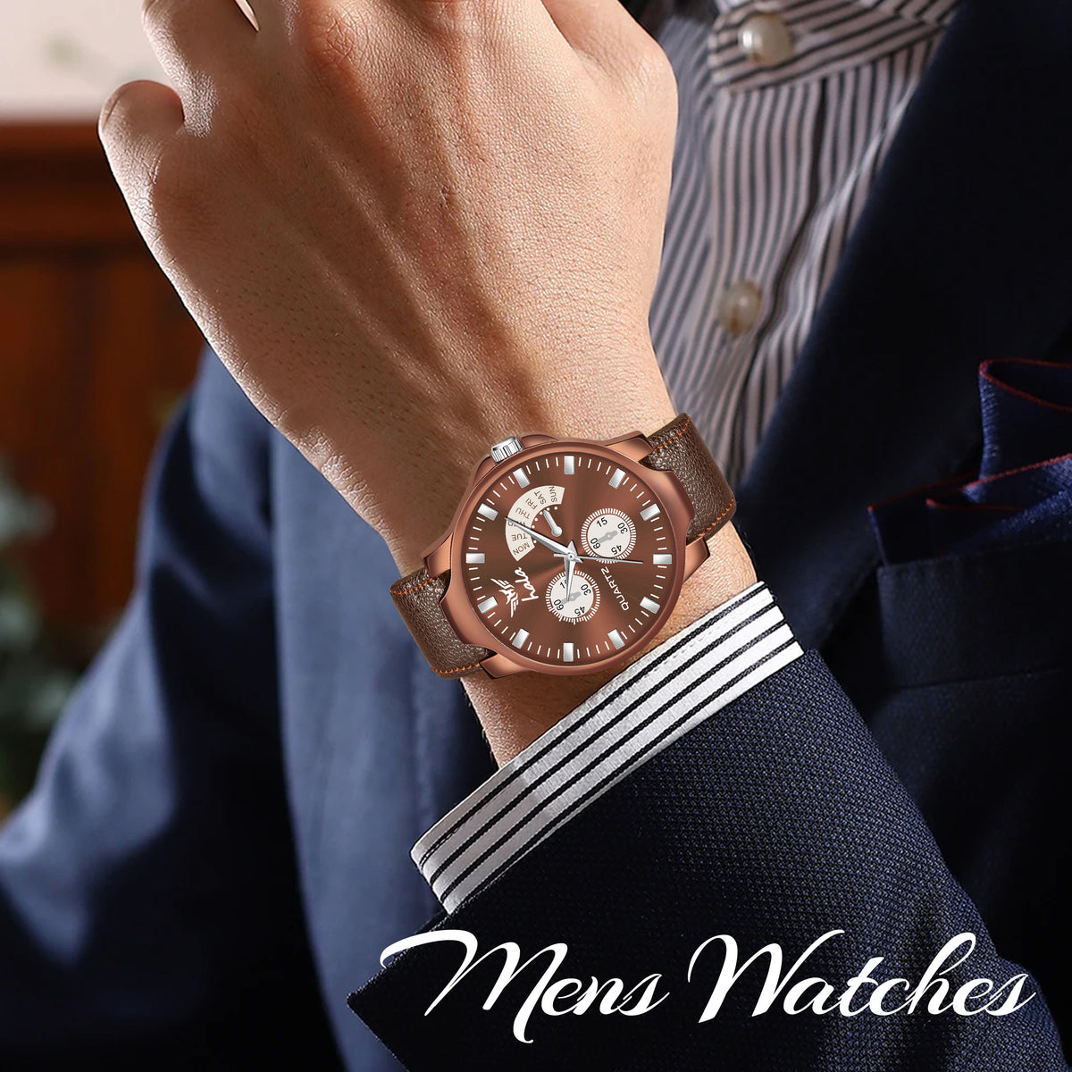Elite Gents With Self Adjustable chronograph Watch - 1041