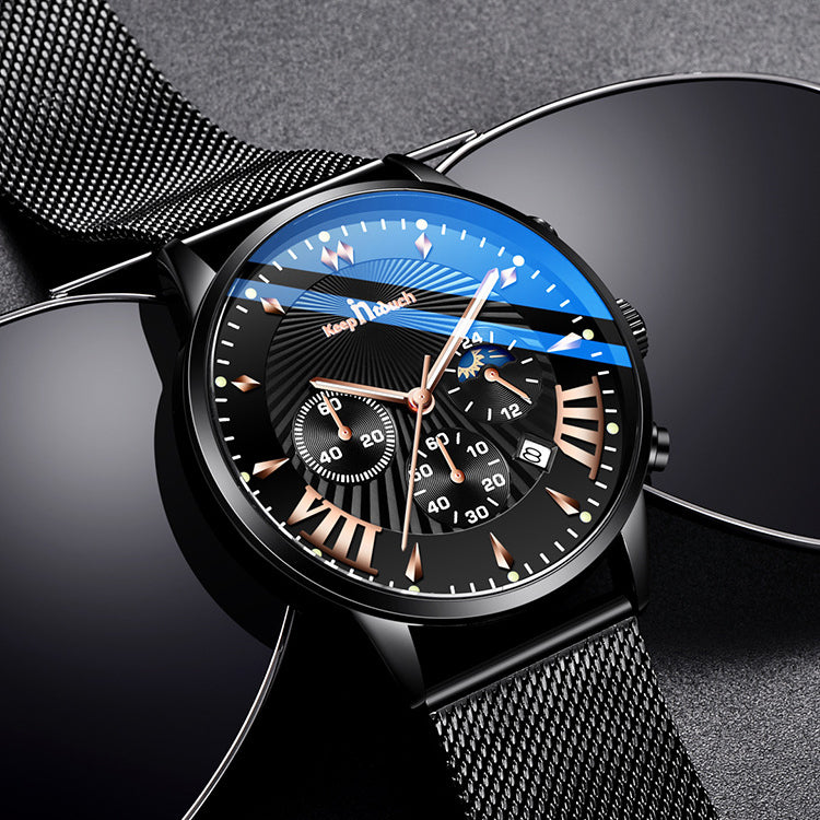 Keep In Touch Premium Analog KnT-1021 Quartz Watch for Men with Mesh Stainless Steel