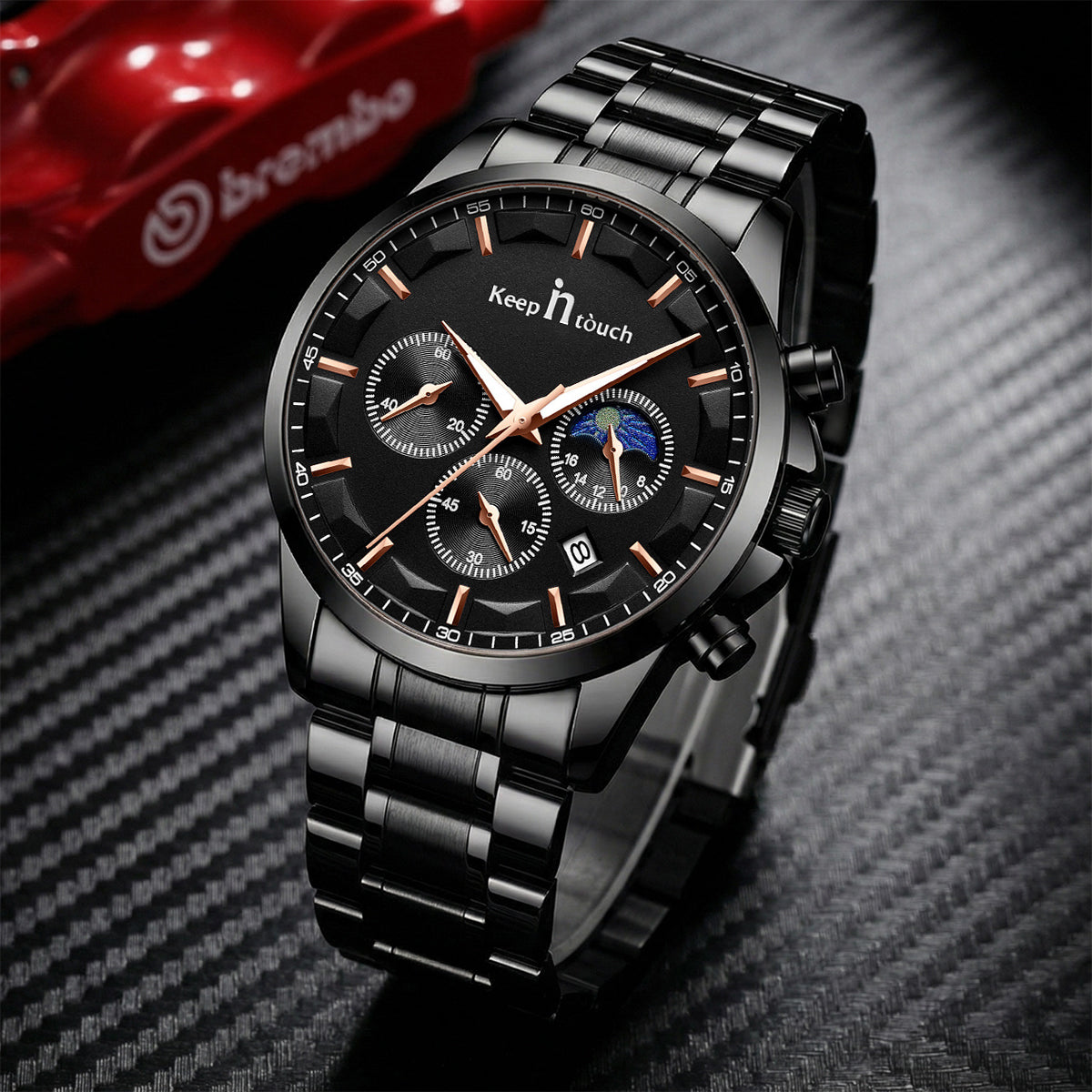 Keep In Touch Royale Men's Moonphase KnT-1026 Multifunction Stainless Steel Watch