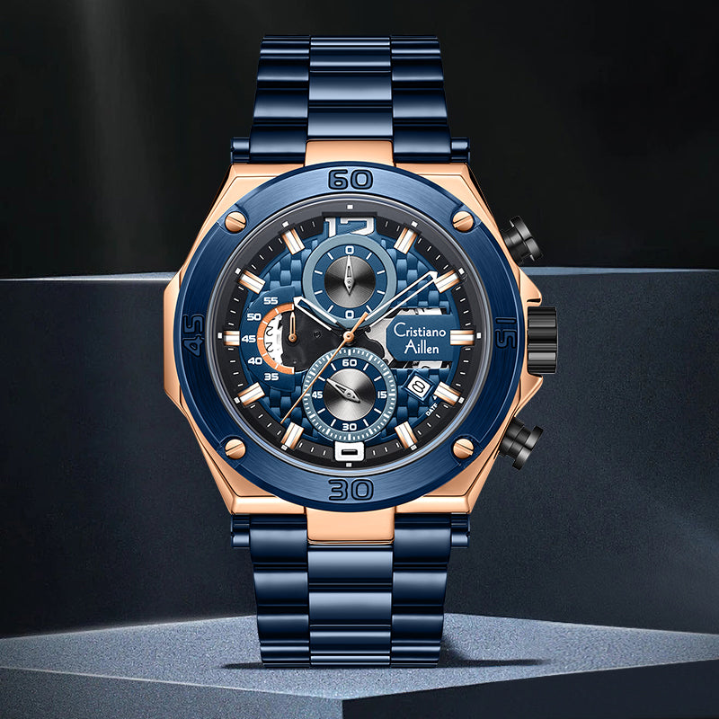 Oversized Luxury Waterproof Chrono Watch For Men - 9839