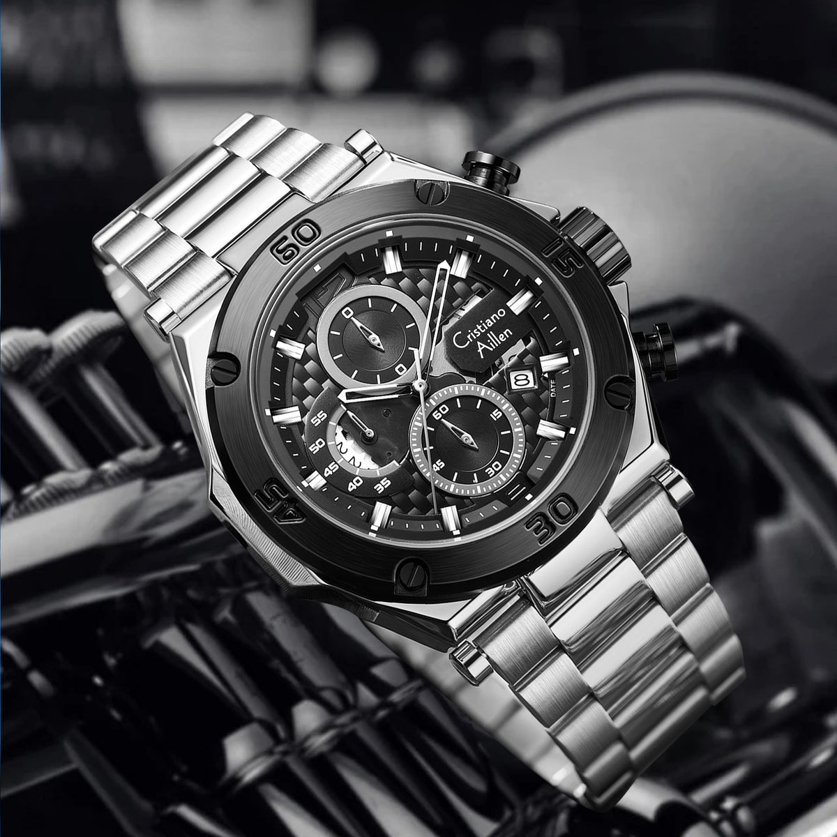 Oversized Luxury Waterproof Chrono Watch For Men - 9839