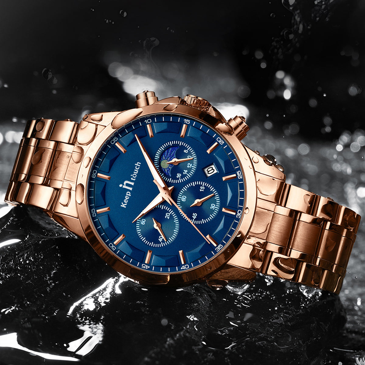 Keep In Touch Royale Men's Moonphase KnT-1026 Multifunction Stainless Steel Watch
