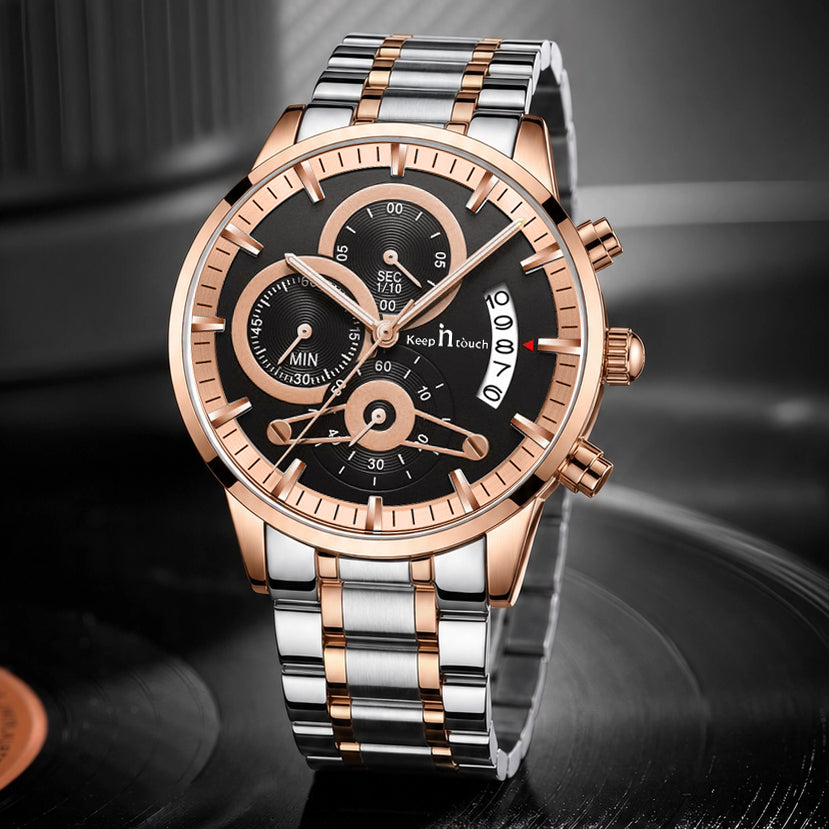Keep n Touch Premium Moonphase Chronograph Series - For Men KnT-1025 Stainless Steel-Watch