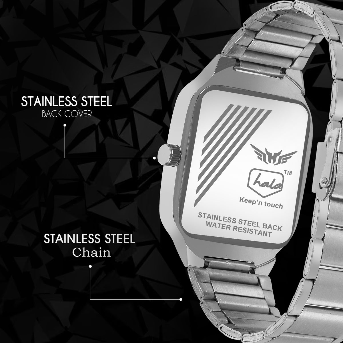 Premium Quality Square Stainless Steel Watch For Men - 8186