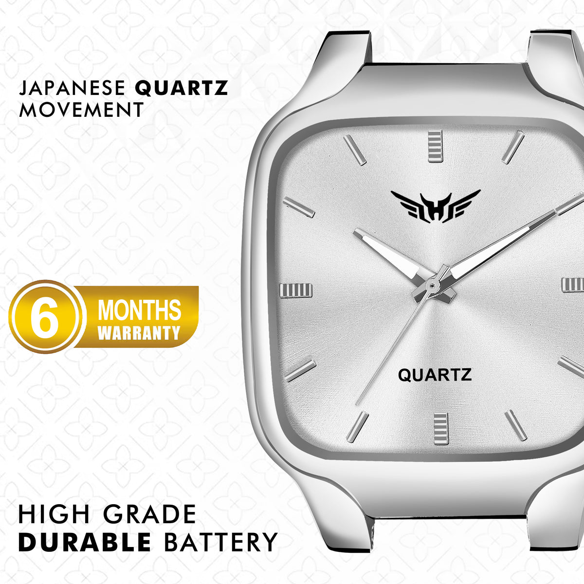 Premium Quality Square Stainless Steel Watch For Men - 8186