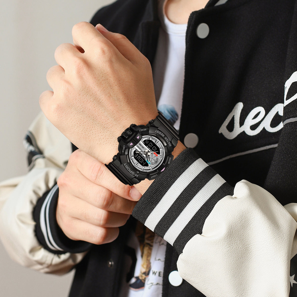 Digital Analog Men Sports Watch Waterproof Watch - 9010