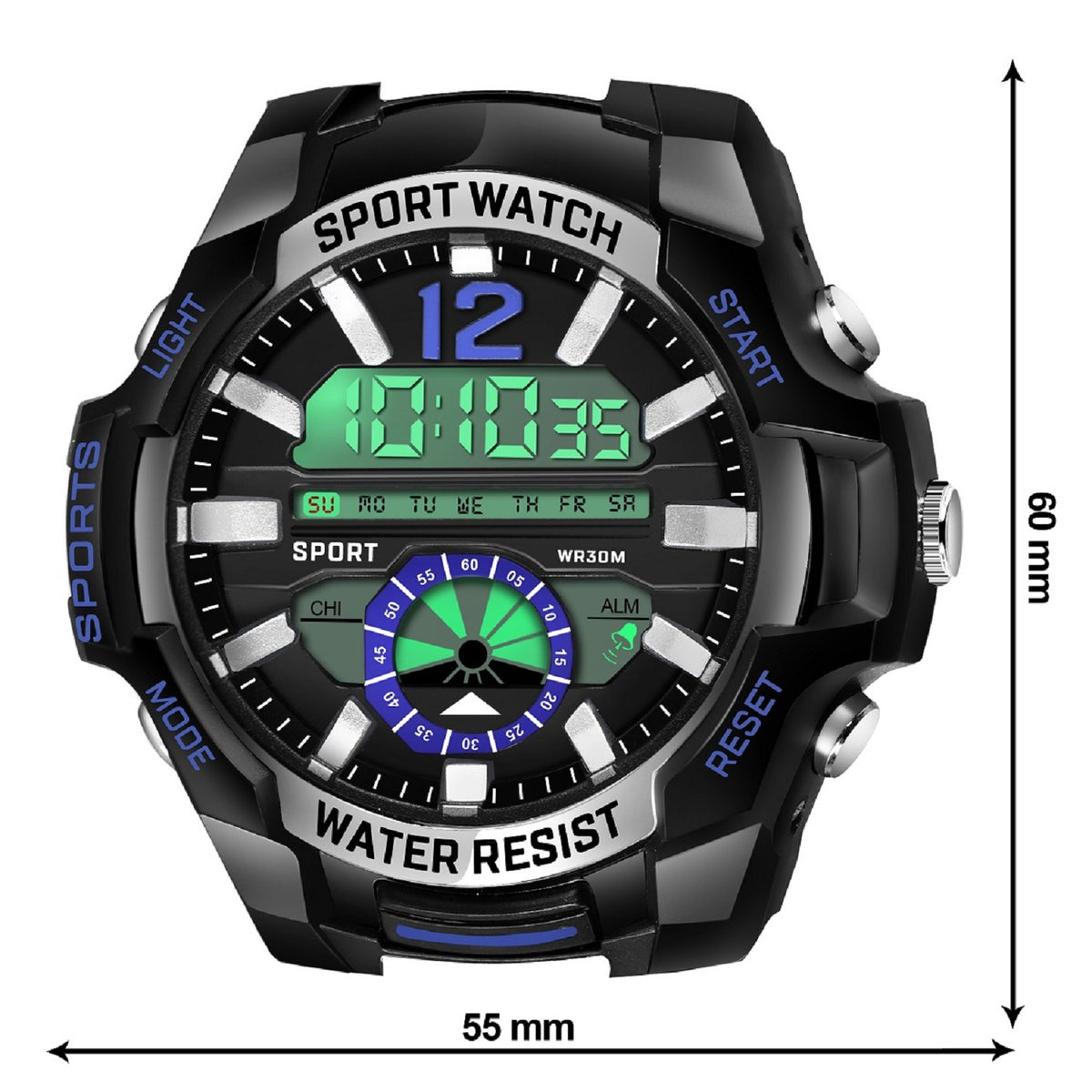 Multifunction Alarm Wrist Sports Digital Watch - 1030