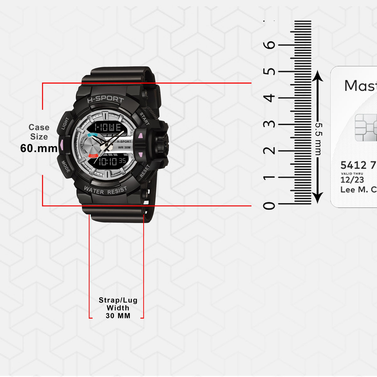 Digital Analog Men Sports Watch Waterproof Watch - 9010