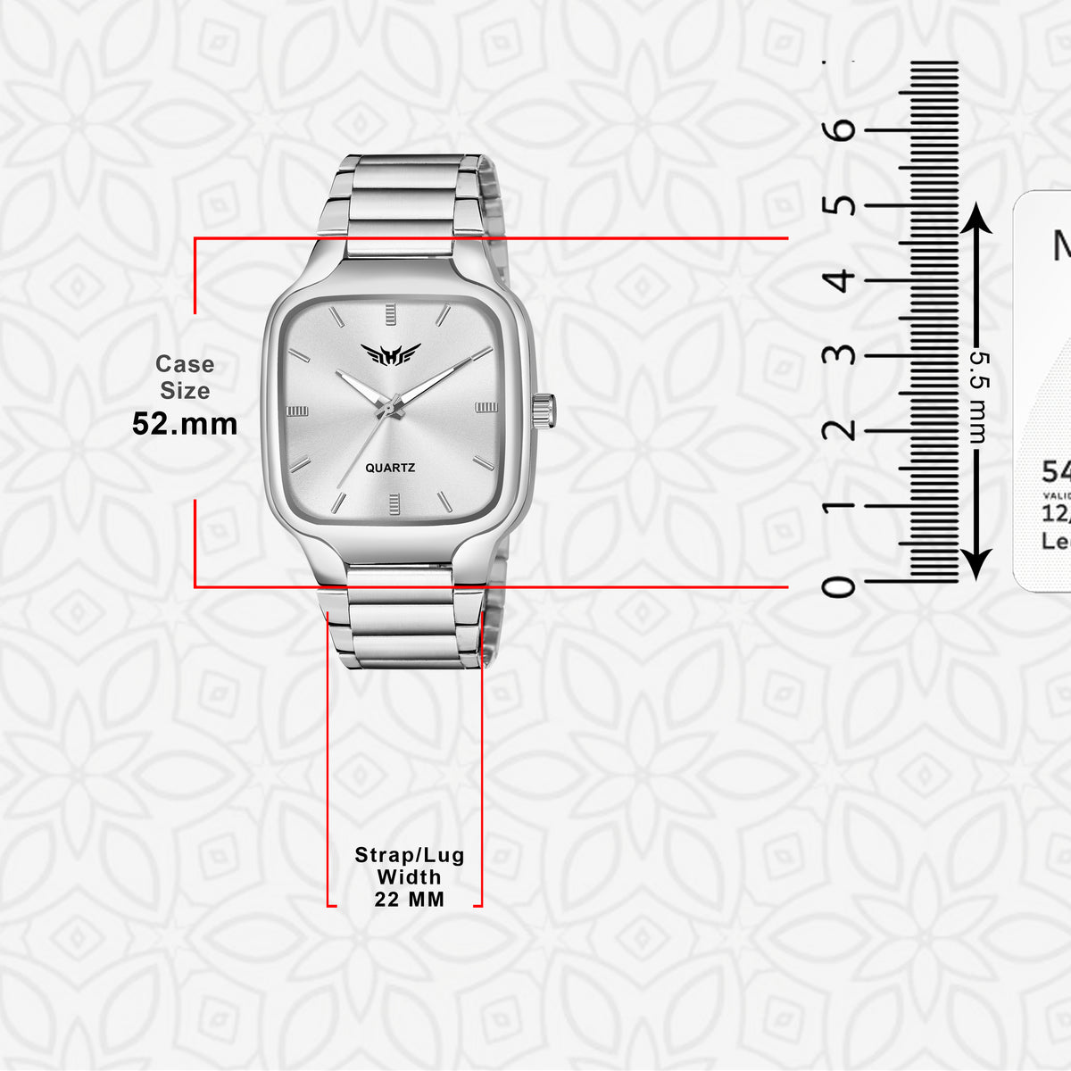 Premium Quality Square Stainless Steel Watch For Men - 8186