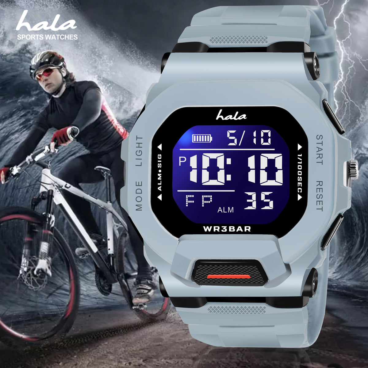 Premium Multi Function Hybrid Square Dial Watch - 1035