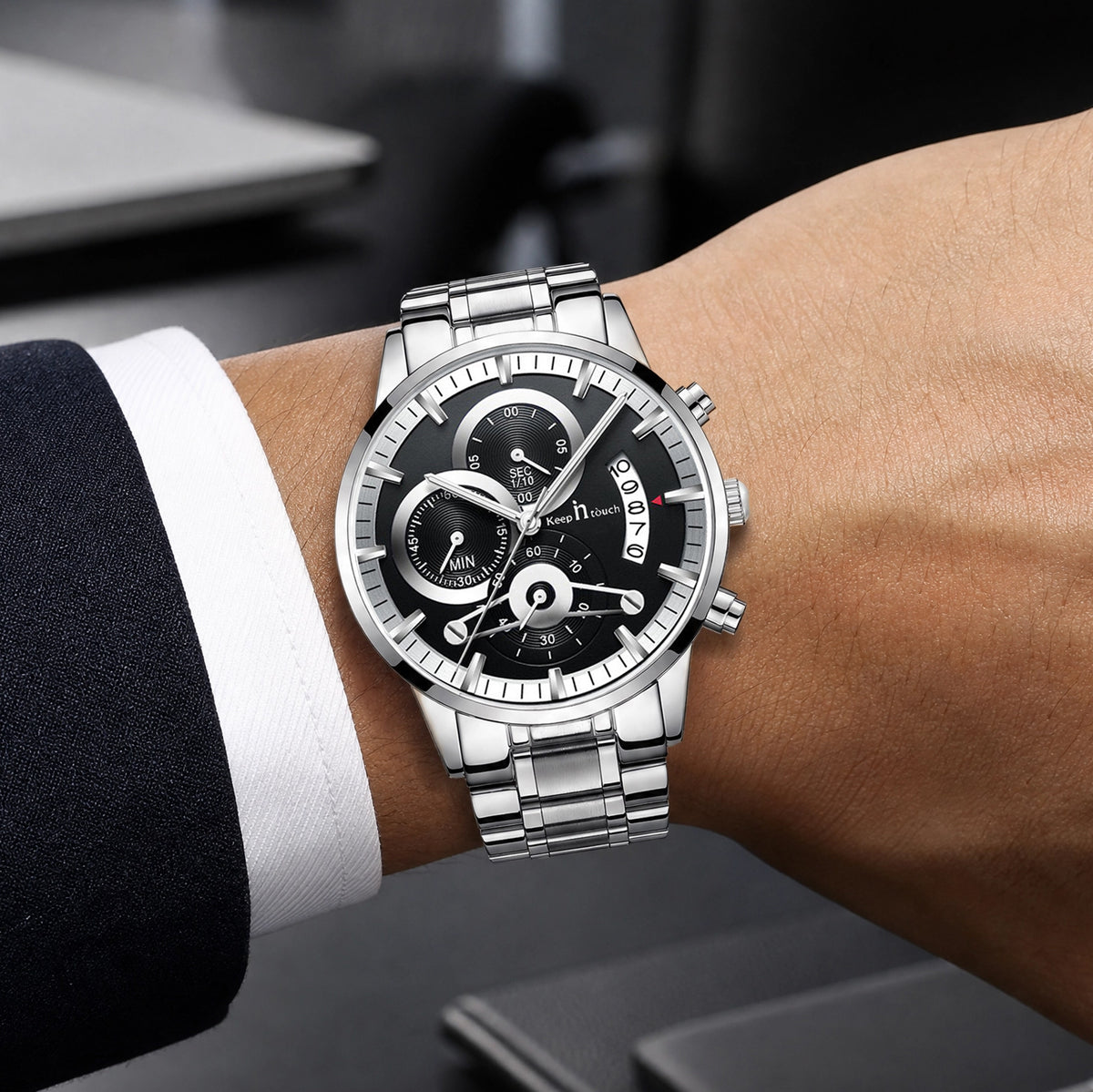 Keep n Touch Premium Moonphase Chronograph Series - For Men KnT-1025 Stainless Steel-Watch