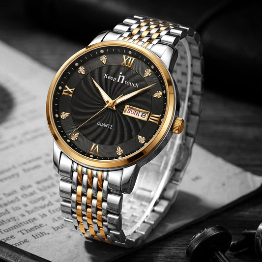 KnT-6617 Silver Black Chronograph Watch
