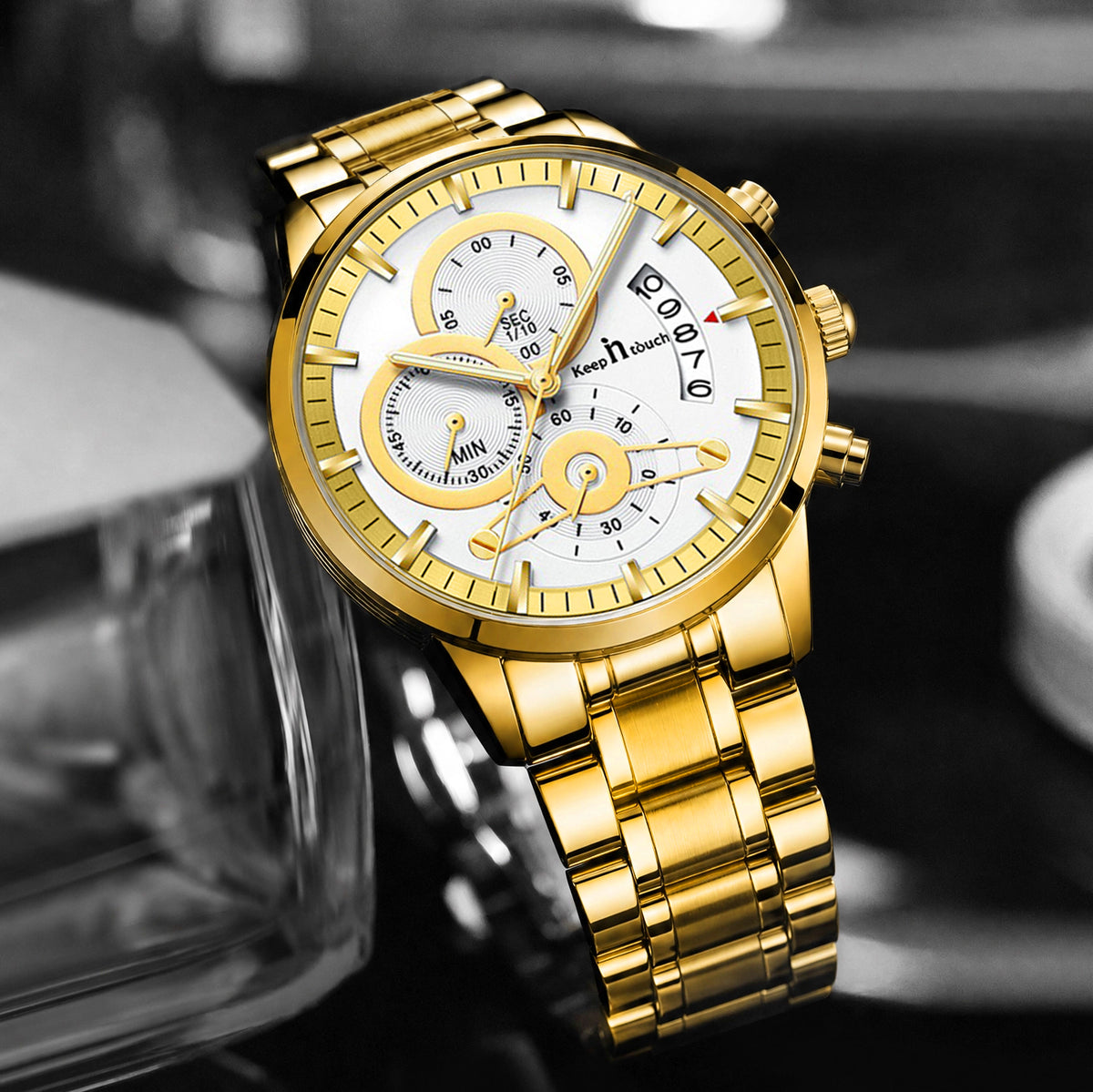 Keep n Touch Premium Moonphase Chronograph Series - For Men KnT-1025 Stainless Steel-Watch