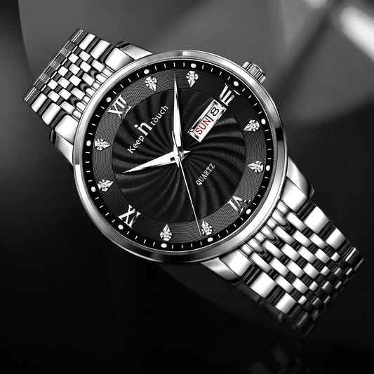 KnT-6617 Silver Black Chronograph Watch