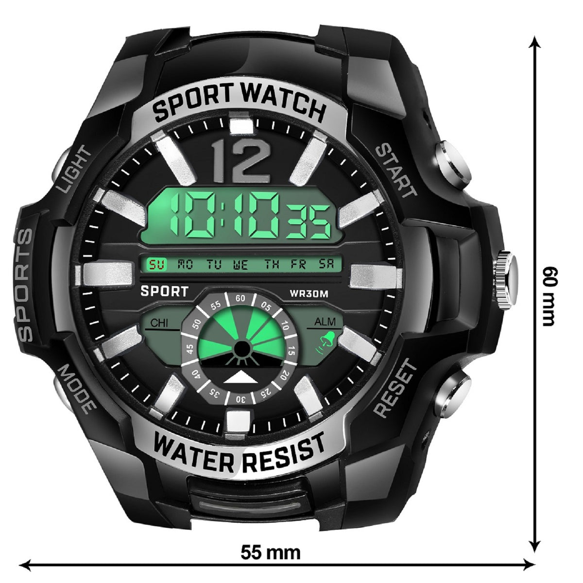 Multifunction Alarm Wrist Sports Digital Watch - 1030