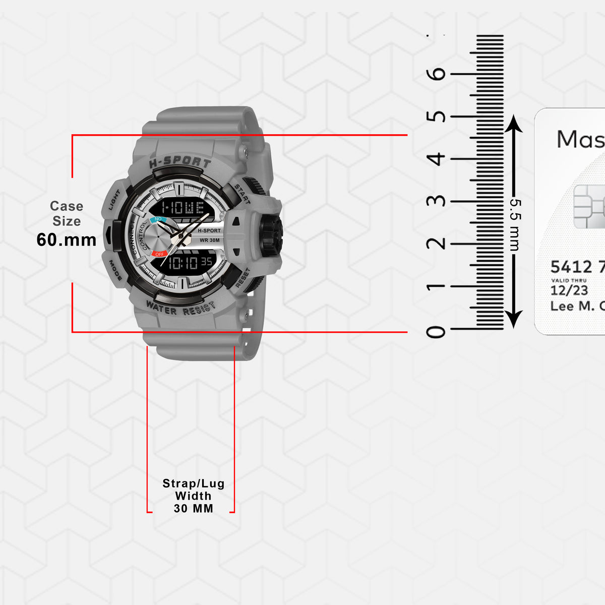 Digital Analog Men Sports Watch Waterproof Watch - 9010