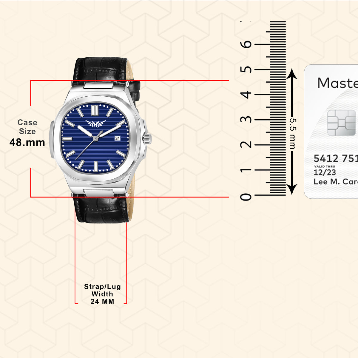Analog Genuine Leather With Date Watch For Men - 3100