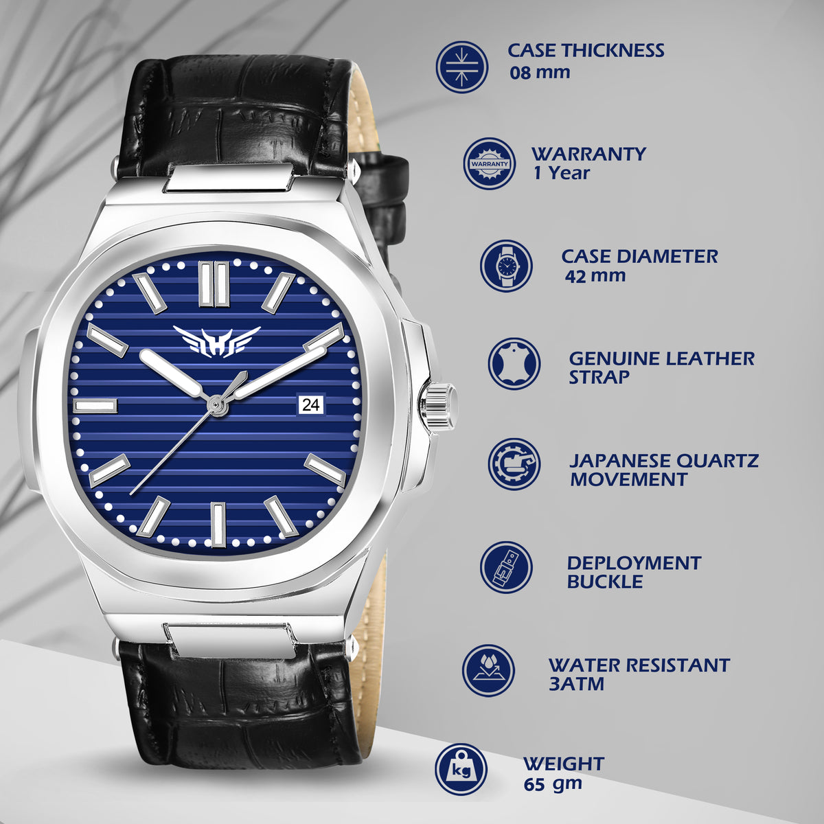 Analog Genuine Leather With Date Watch For Men - 3100
