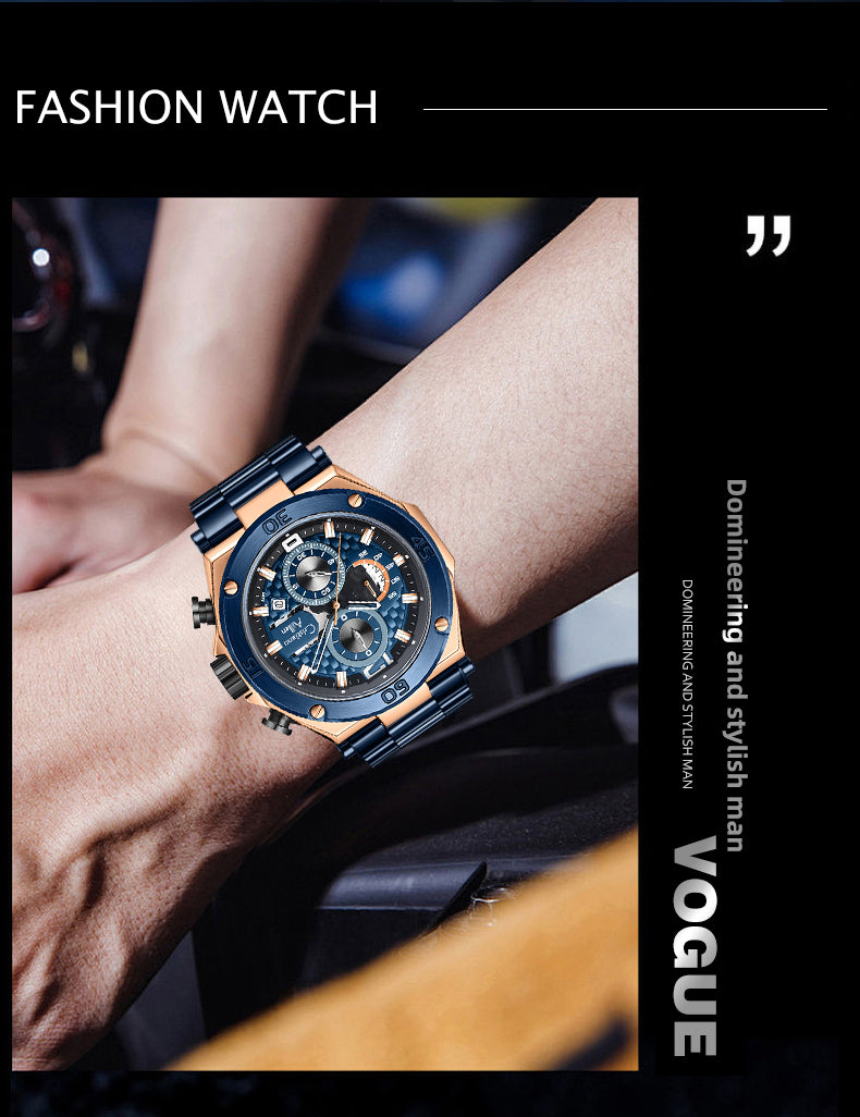 Oversized Luxury Waterproof Chrono Watch For Men - 9839