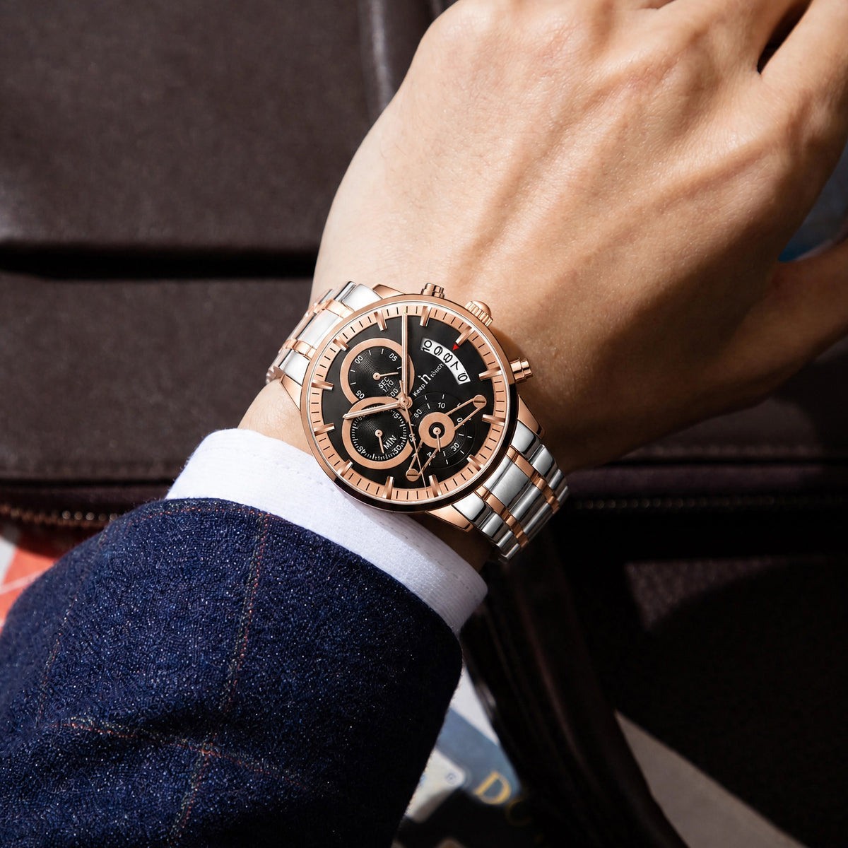 Keep n Touch Premium Moonphase Chronograph Series - For Men KnT-1025 Stainless Steel-Watch