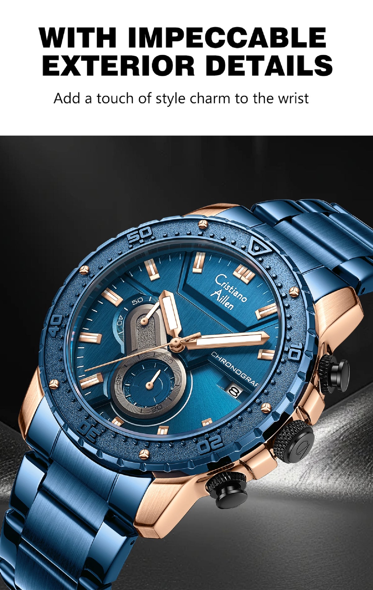 Multifunction Luxury Chrono with Date Business Watch - 8900