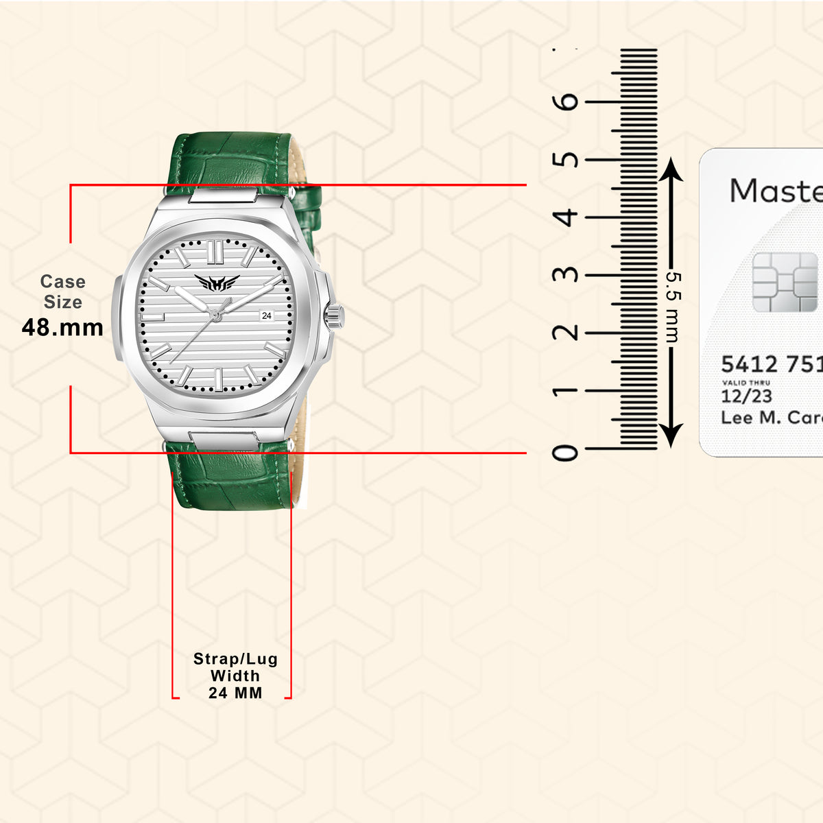Analog Genuine Leather With Date Watch For Men - 3100