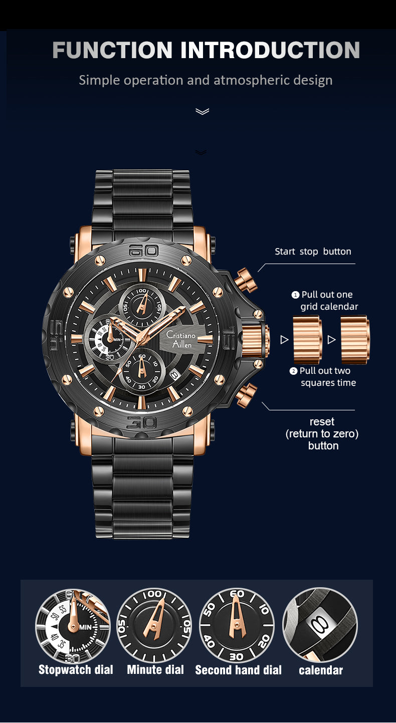 Waterproof Oversized Luxury Watch For Men - 9841