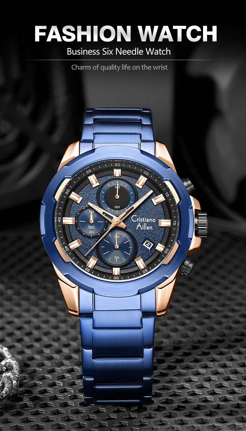 Luxury Waterproof Chrono Oversized Watch - 8888