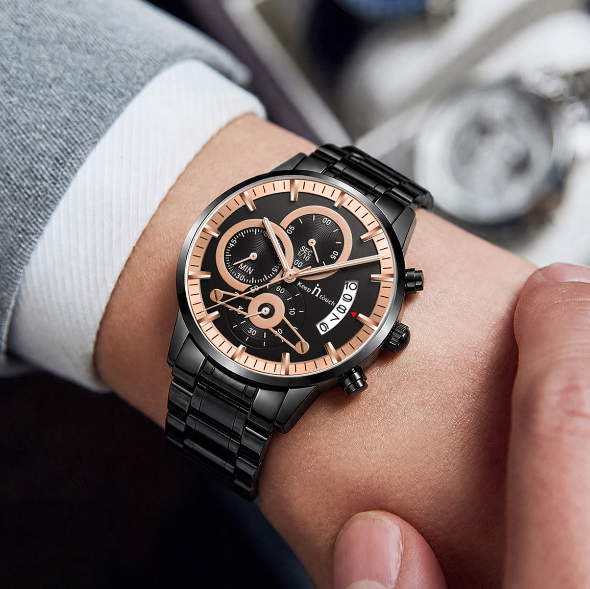 Keep n Touch Premium Moonphase Chronograph Series - For Men KnT-1025 Stainless Steel-Watch
